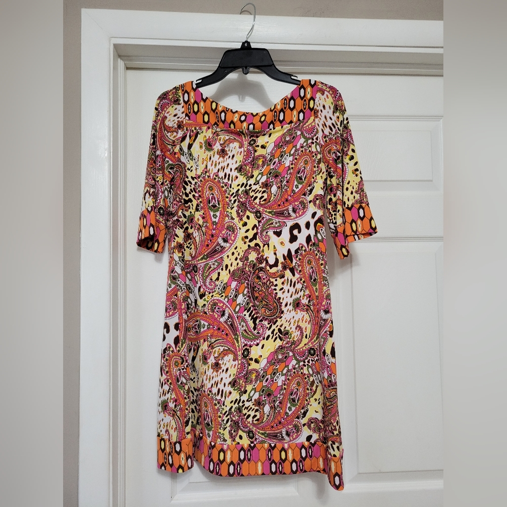 SZ (M) ORANGE/PINK MIDI PAISLEY CANDIES DRESS